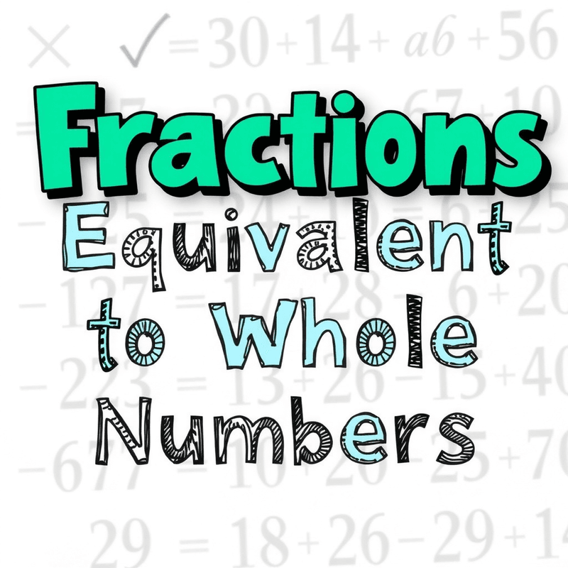 Illustration for the Fractions Equivalent to Whole Numbers lesson on Math Lessons